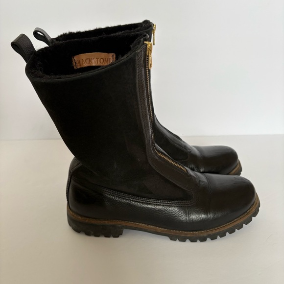 Nordstrom Blackstone QL53 Genuine Shearling Lined Boots Black Leather Grunge 40 - Picture 6 of 9